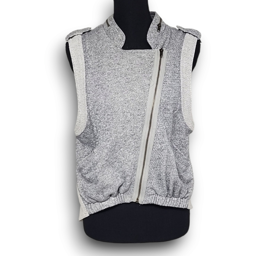 Terry Knit Moto Asymmetric Zip Vest